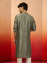 Men's Mint Green Resham Embroidered Silk Kurta